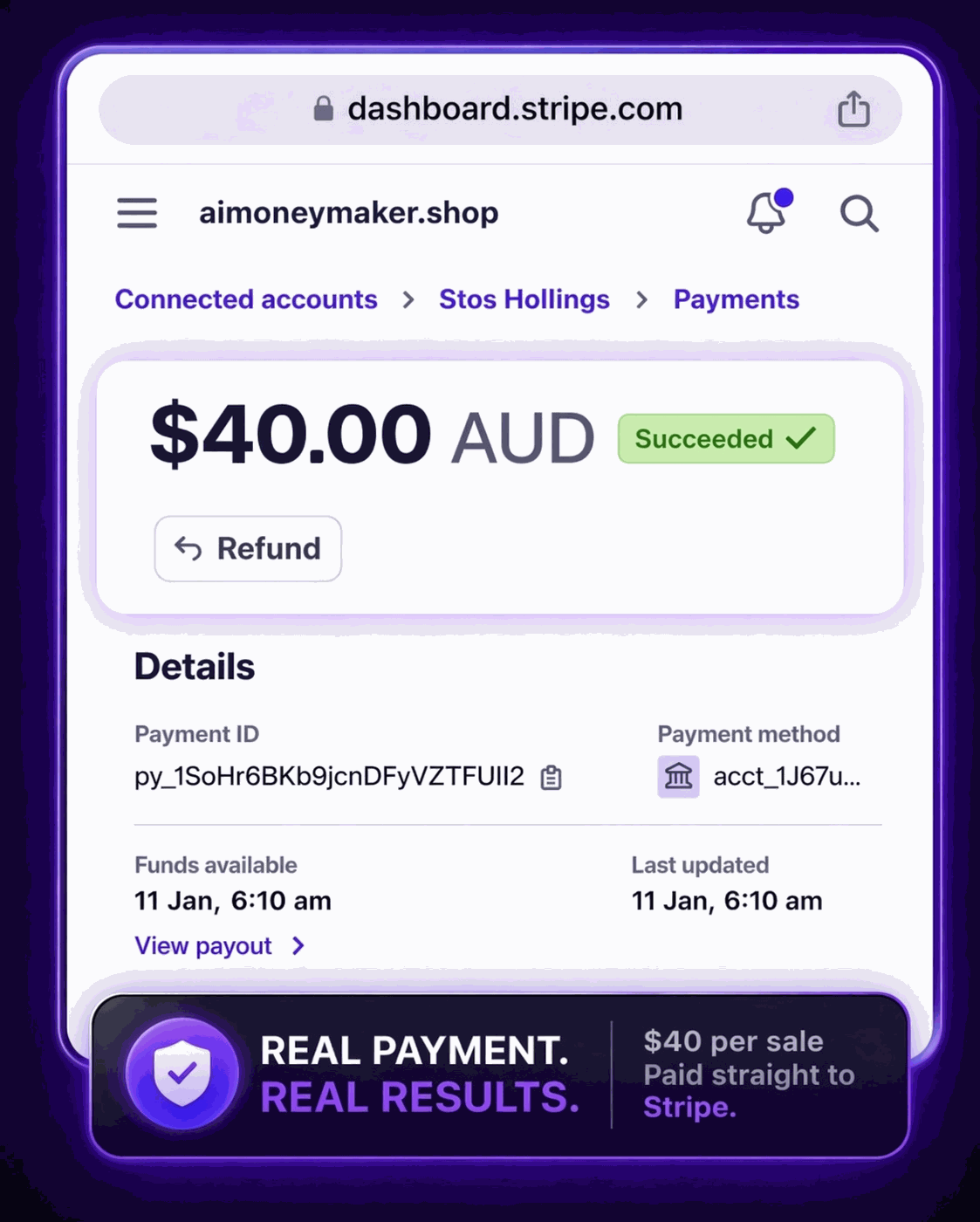 Stripe payout preview